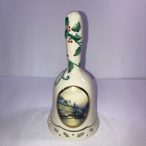 Thomas Kinkade Bell Victorian Christmas Porcelain 6.5 Great Condition No chips